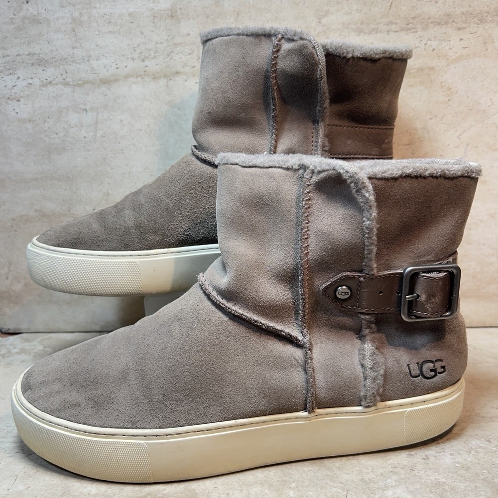 UGG Croft Luxe Quilt Suede Sneaker Boots Grey Women 11 1104069